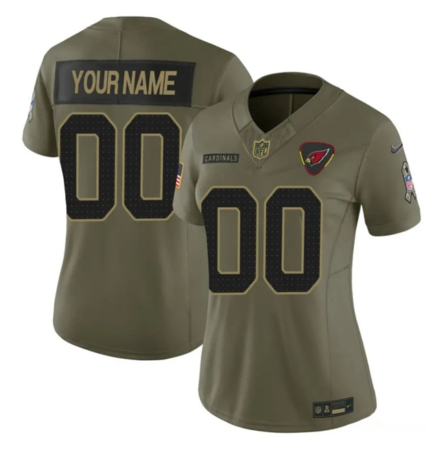 Women's Arizona Cardinals Active Player Custom Olive 2025 F.U.S.E. Salute to Service Limited Stitched Football Jersey(Run Small)